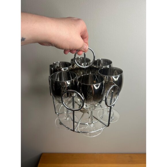 Dororthy Thorpe Drinking dessert wine Glasses with Caddy silver - 6 Glasses - Picture 5 of 7